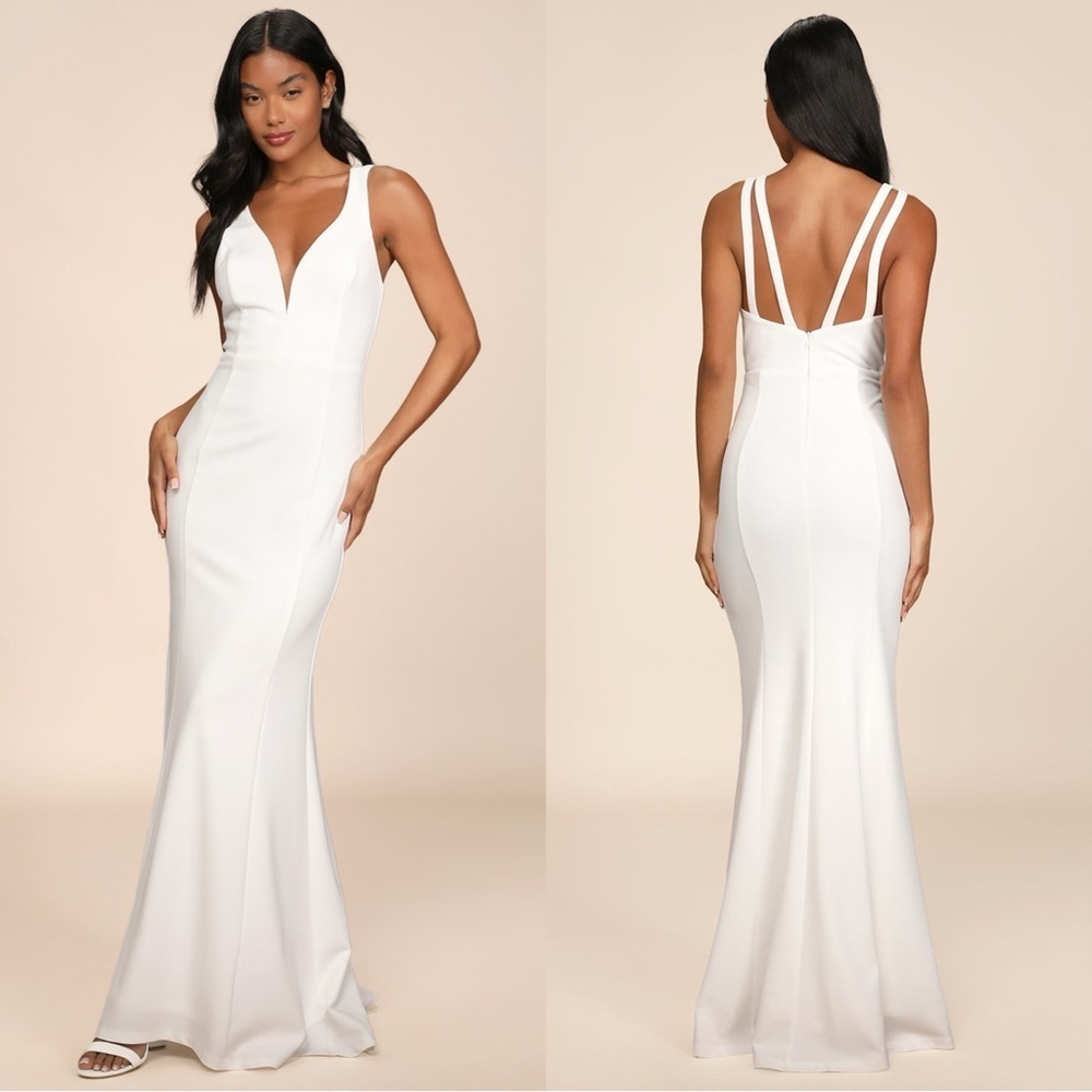 Size‎ M - NWOT Lulus Forever Crush White Mermaid Maxi Dress